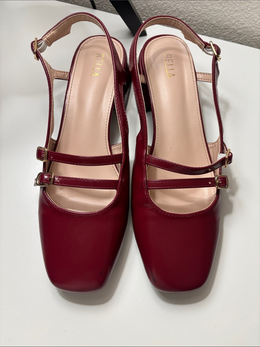 Wine Red Double-Strap Slingback Clogs